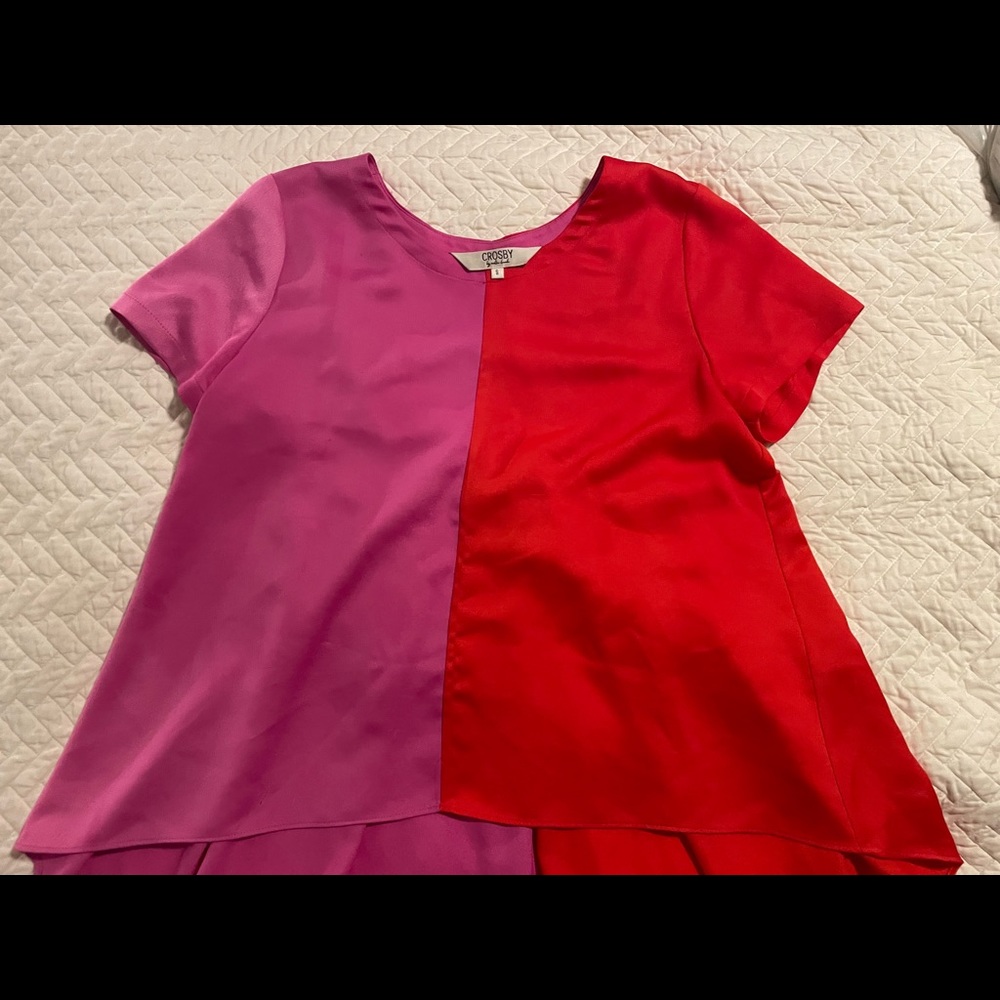Crosby pink and red color block top
